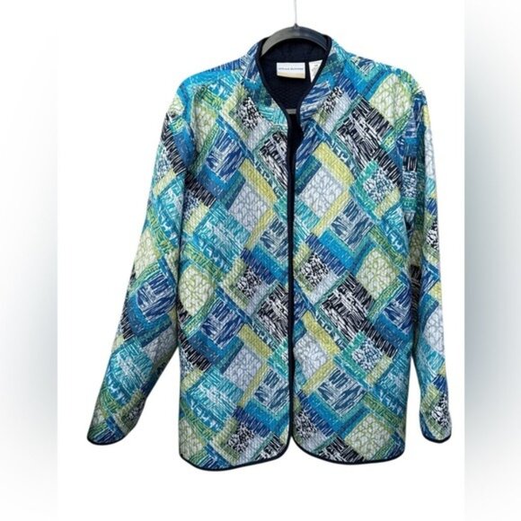 Alfred Dunner Jackets & Blazers - Alfred Dunner Blue and Green Patchwork Blazer 24W